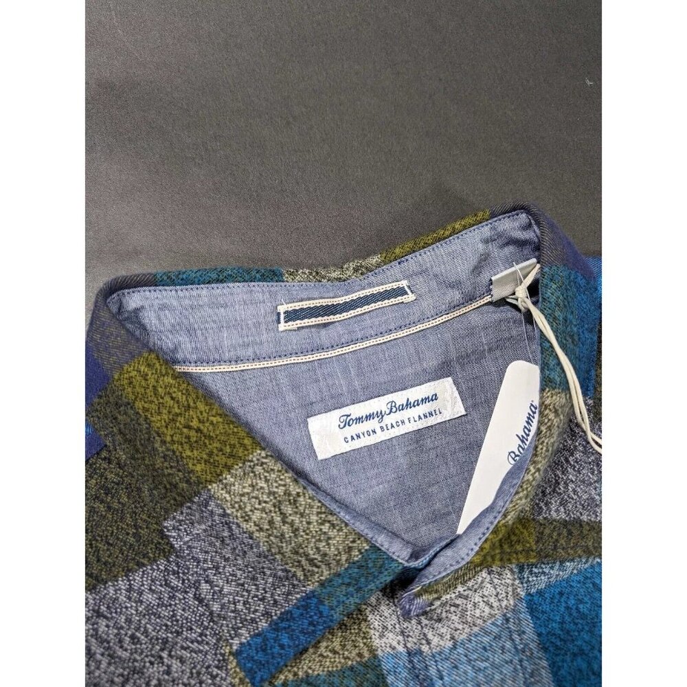 Tommy Bahama Big & Tall Canyon Beach Bonfire Check Flannel Shirt Burnt Olive 3XB - Picture 5 of 8